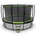 thumbnail image 1 of JumpFlex HERO 12' Round Trampoline with Safety Net Enclosure & Net Attachment, Black/Green, 1 of 7