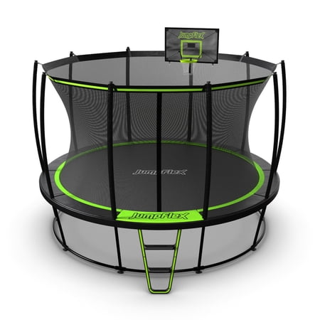 JumpFlex HERO 12' Trampoline with PROJAM Basketball Hoop and Net Attachment