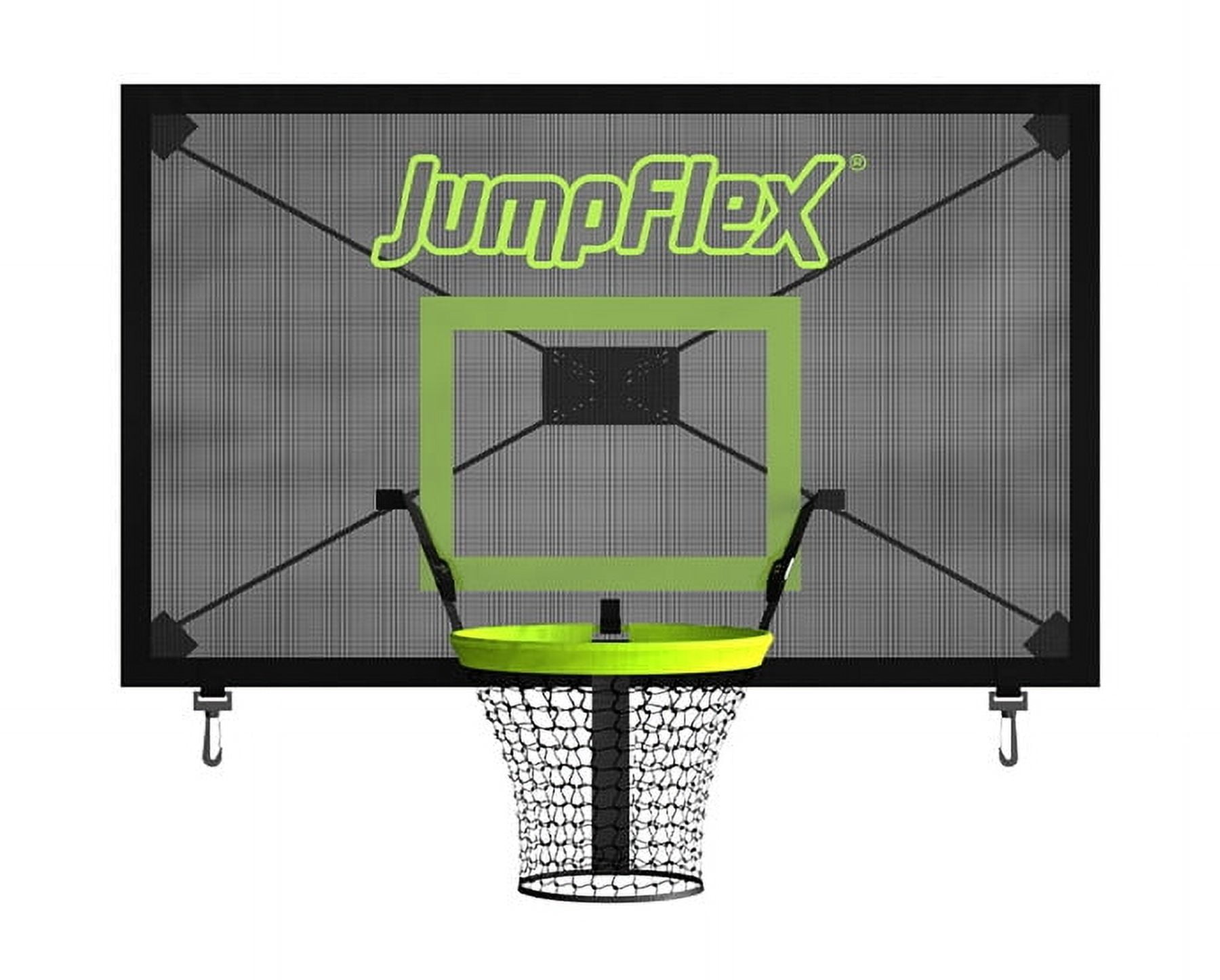 JumpFlex Black and Green Flexible Trampoline Basketball Hoop