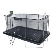 JumpKing 10x15 Rectangle Trampoline with 2 Powder Coated Basketball Hoops & Breakaway Rim and Ladder- Large Recreational Trampoline for Kids and Adults with Enclosure Net