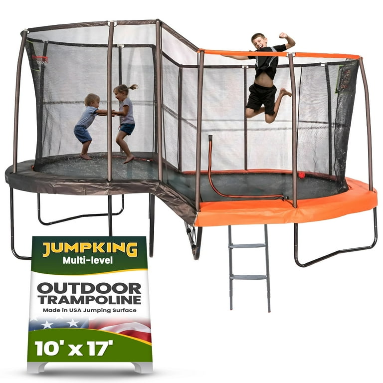 JumpKing 10'x17' Multi-Level Oval Trampoline, Basketball Hoop