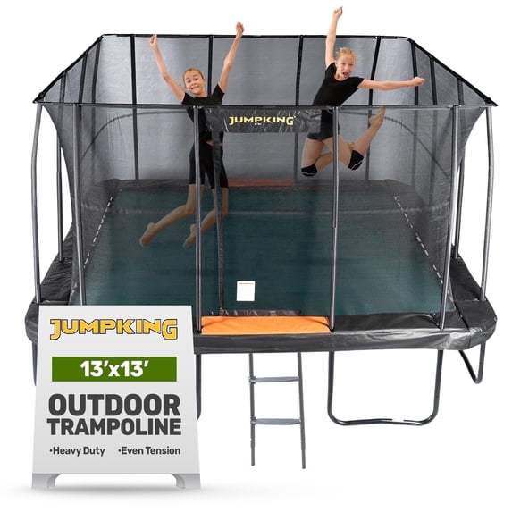 JumpKing 13ft Pro-Series Square Trampoline – Patented Spring Arrangement & Comfort Weave Jumping Pad