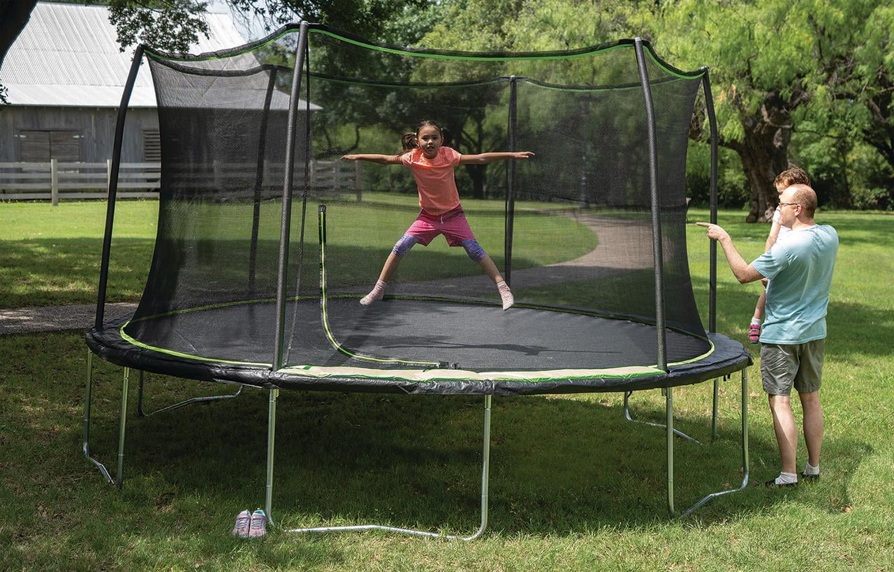 JumpKing 14ft Trampoline/Enclosure - Black/Lime Green, ASTM