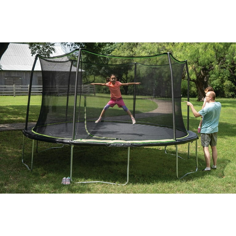 JumpKing 14ft Trampoline/Enclosure - Black/Lime Green, ASTM