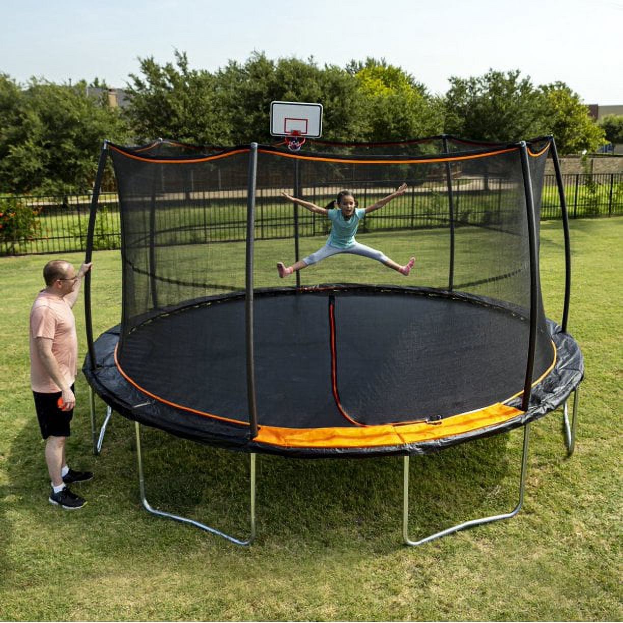 JumpKing 7.5Foot Trampoline, with Enclosure, Black/Yellow