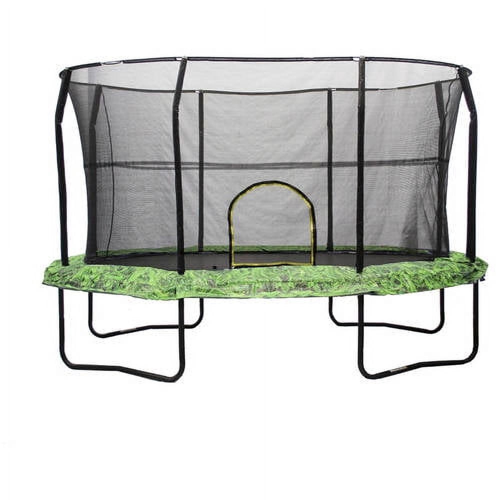 JumpKing Oval 8' x 12' Trampoline, with Enclosure, Green Graphic Pad