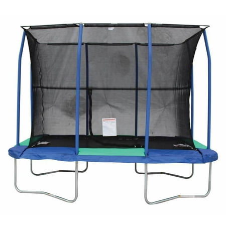 JumpKing Rectangular 7 x 10 Foot Trampoline, with Safety Enclosure, Blue