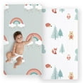 thumbnail image 1 of JumpOff Jo - 2 Pack Fitted Cotton Crib Sheet for Baby, Crib Mattress, 28 in. x 52 in. - Woodland Rainbow, 1 of 7