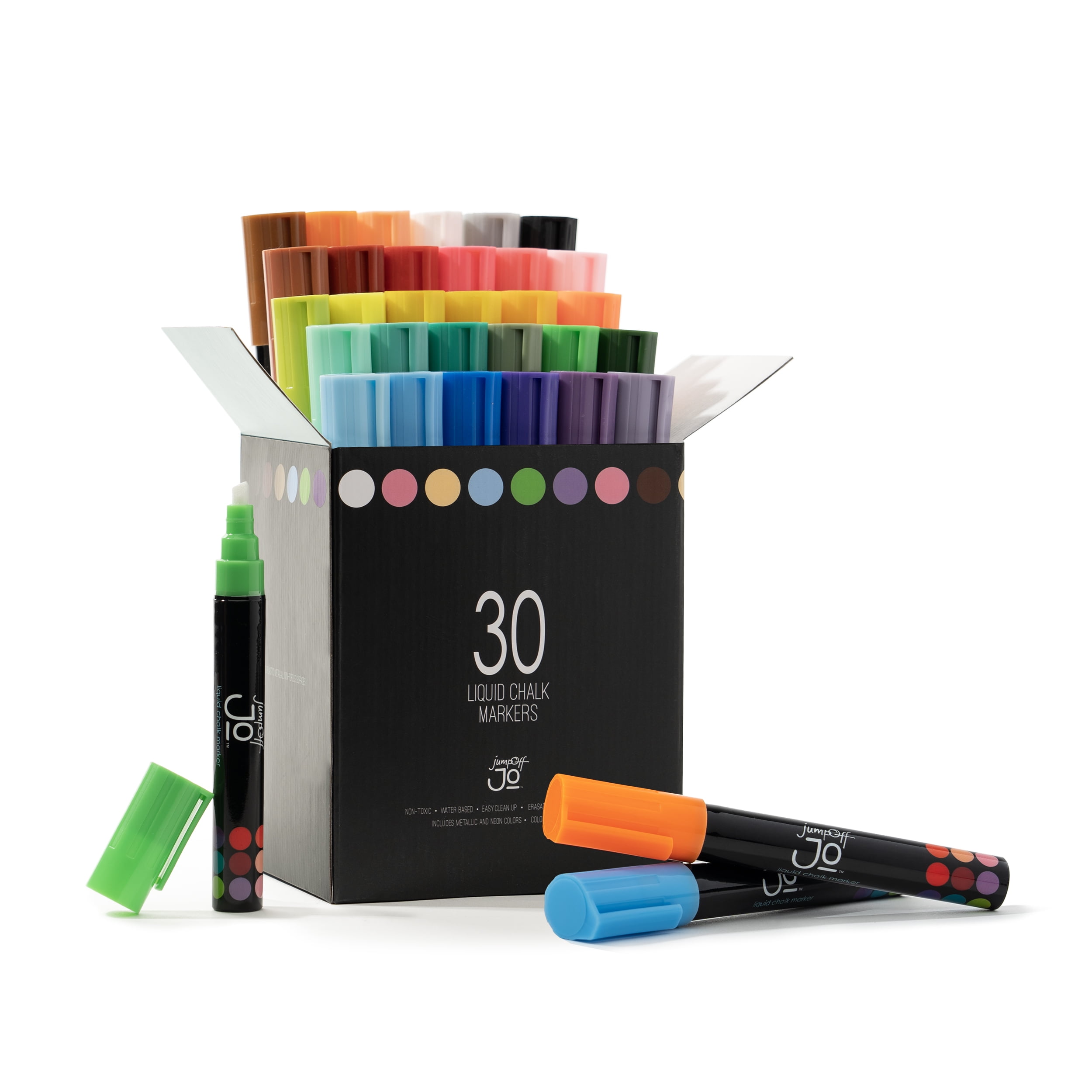JumpOff Jo - 30 Pack of Liquid Chalk Markers - Reversible Chisel and Round Tip