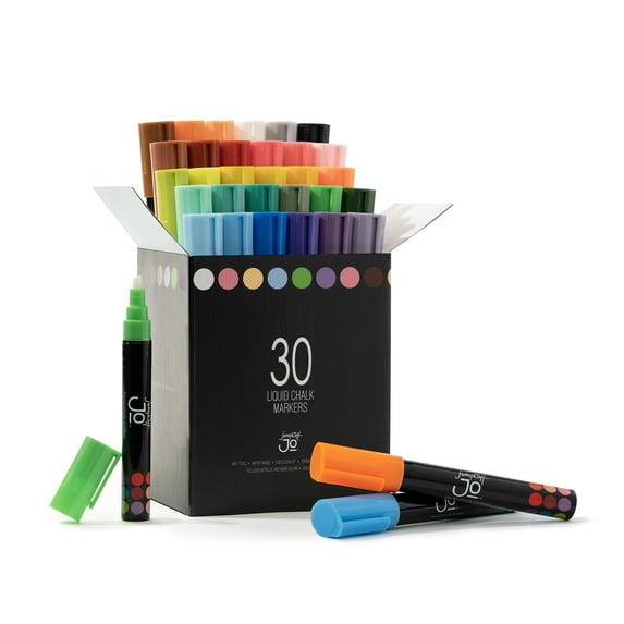 JumpOff Jo - 30 Pack of Liquid Chalk Markers - Reversible Chisel and Round Tip