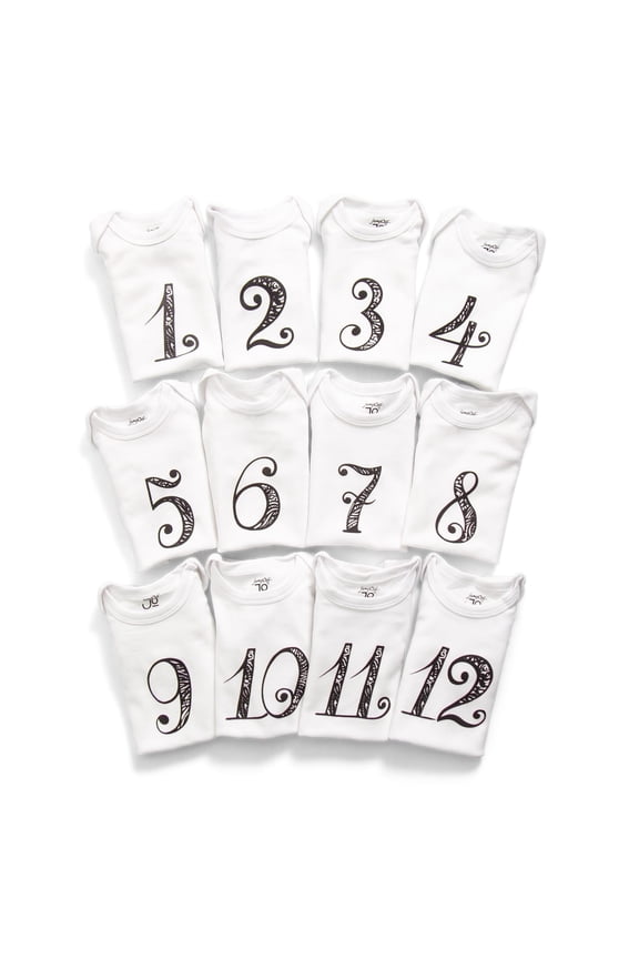 Baby Milestone Onesies, 12 Bodysuit Set, Seize The Moments, Numbers