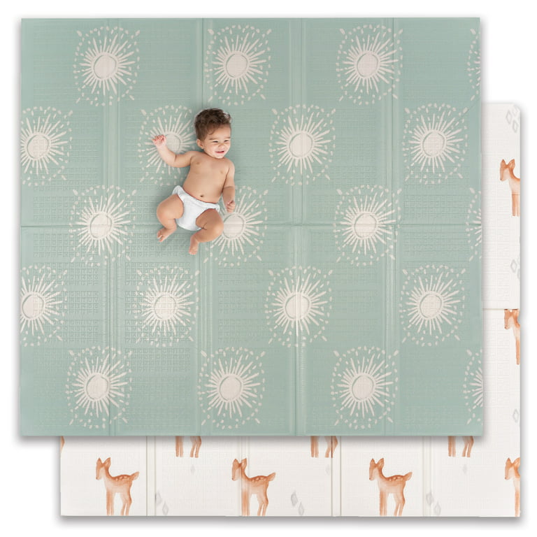 JumpOff Jo Extra Large Foldable Kids Foam Play Mat, Padded Baby Floor Mat,  77 x 70 in - Oh Deer