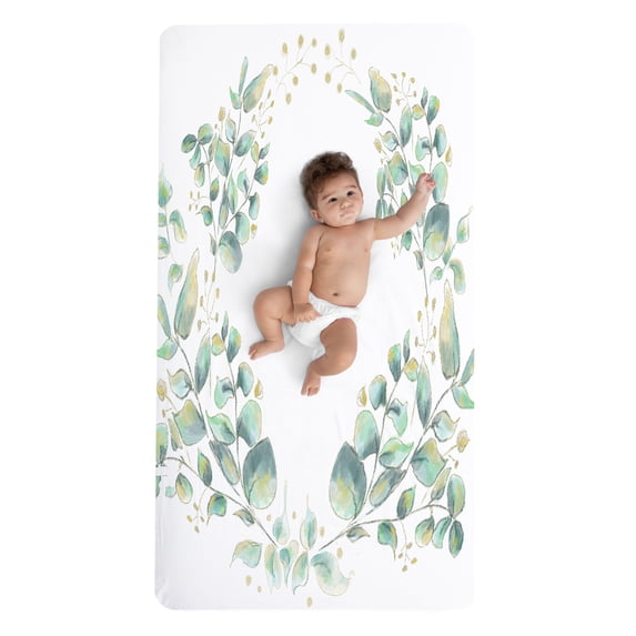 JumpOff Jo - Fitted Crib Sheet, Fits Standard Crib Mattress, Super Soft 100% Cotton, 28 in. x 52 in. - Botanical