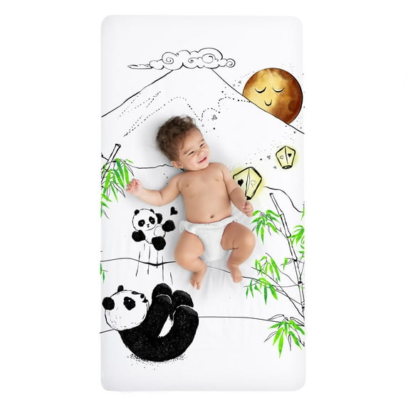 JumpOff Jo - Fitted Crib Sheet, Fits Standard Crib Mattress, Super Soft 100% Cotton, 28 in. x 52 in. - Playful Pandas