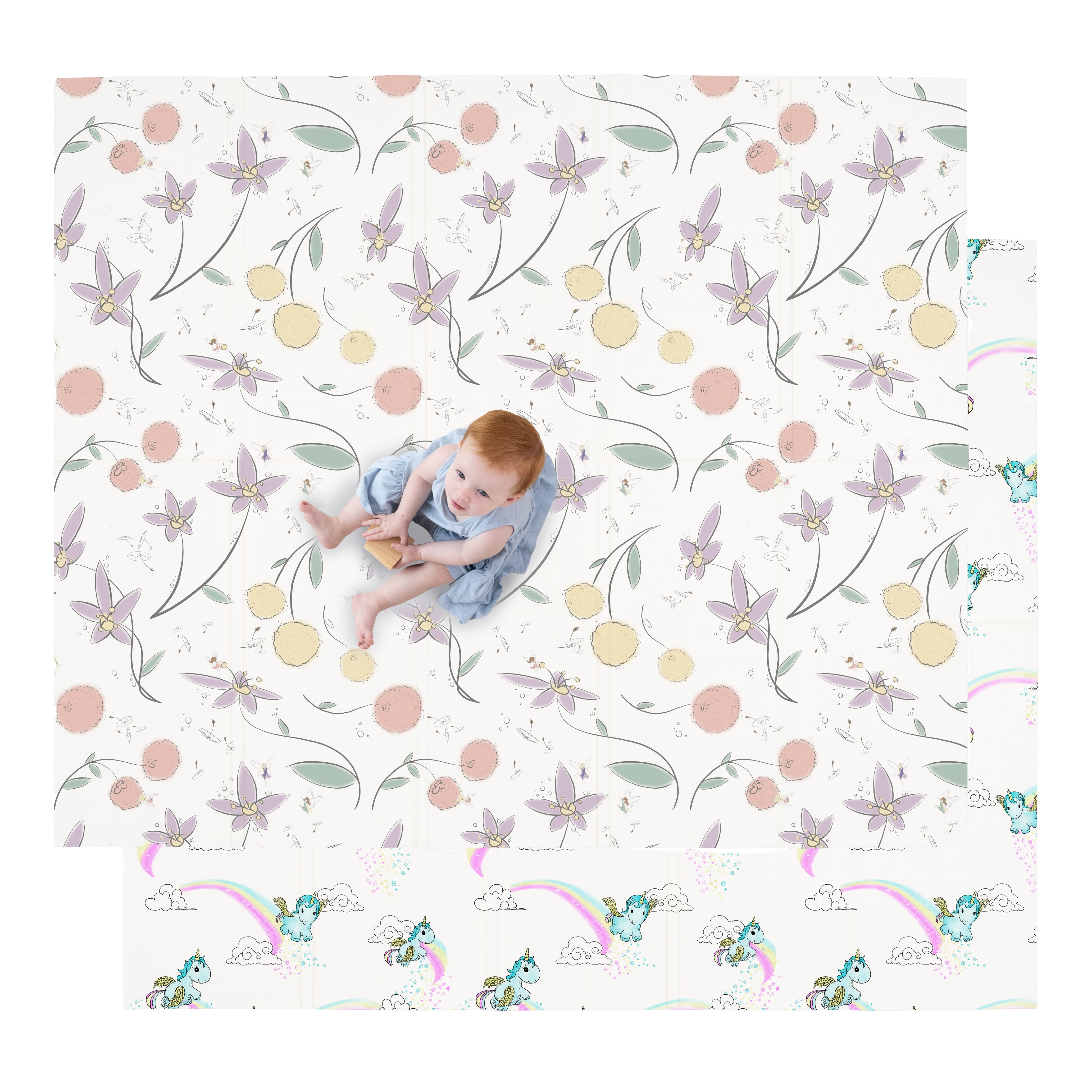 Fairy Unicorn Large Foldable Waterproof Foam Play Mat