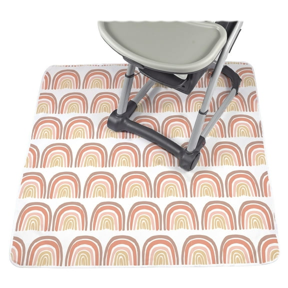 JumpOff Jo - Large Splat Mat, Waterproof and Washable, for Under Highchair, Protects from Spills, - 51 x 51 inches - Rainbow Pink