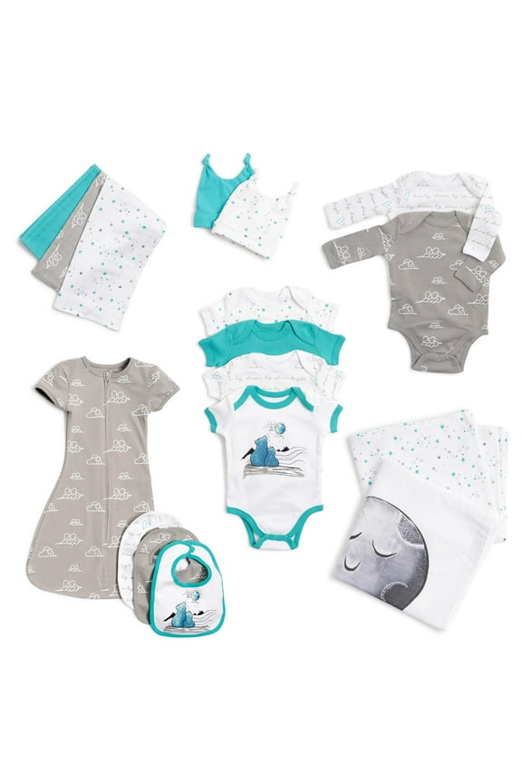 Newborn Layette Set (17 Pcs), Baby Essentials, Baby Shower Gifts, 0-3 Months - Blue Bears
