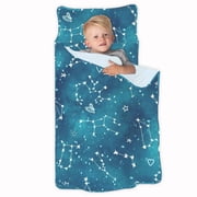 JumpOff Jo Standard Toddler Nap Mat Sleeping Bag for Preschool, 43 x 21 in - Galaxy Night Sky