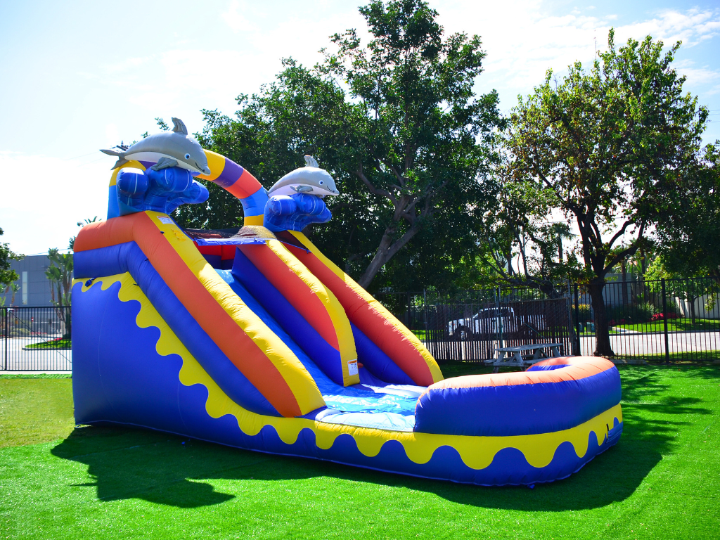 JumpOrange 14 Dolphin Splash Commercial Grade Water Slide with Attached