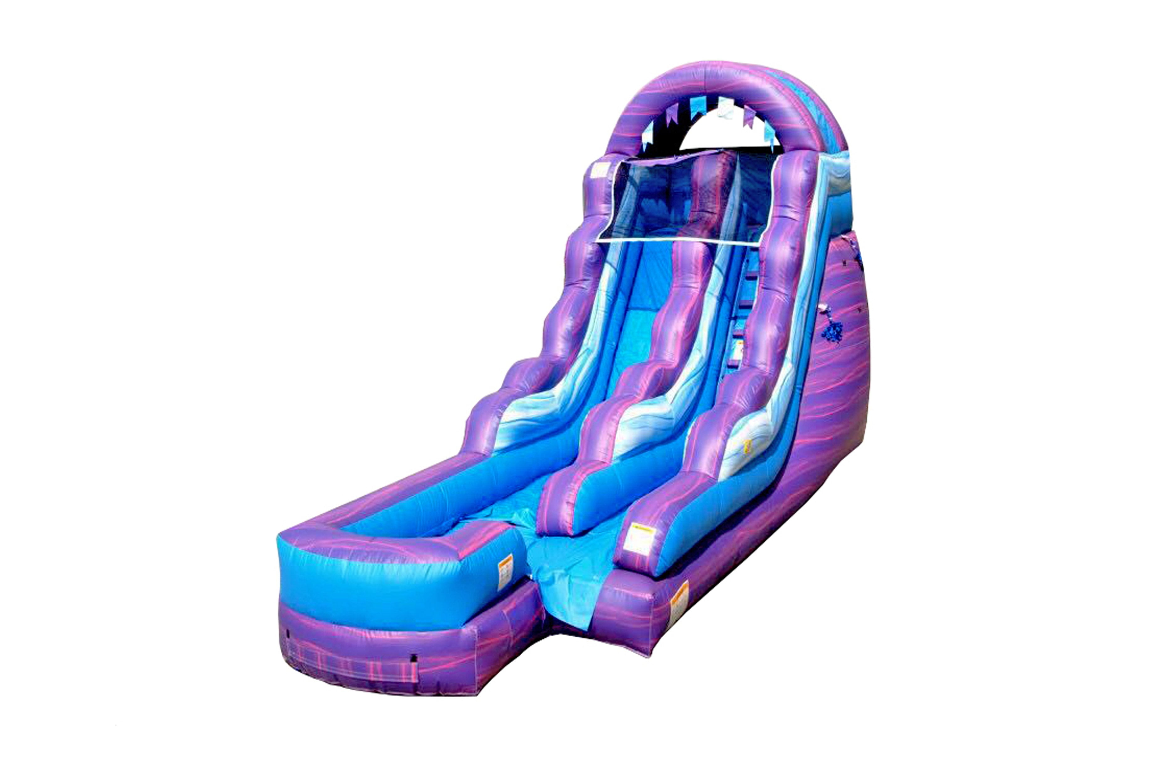 JumpOrange Queen Dual Lane Commercial Grade Bounce House Water Slide with Splash Pool (with Blower)