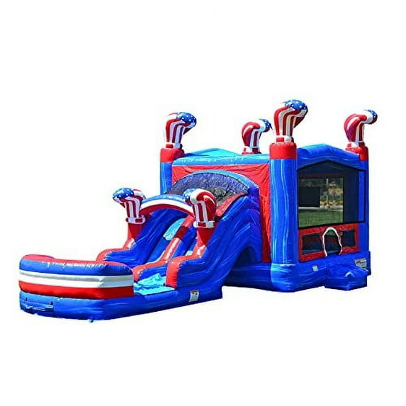 JumpOrange Outdoor American Boxing Commercial Grade Inflatable Bounce House Water Slide with Pool for Kids and Adults with Blower