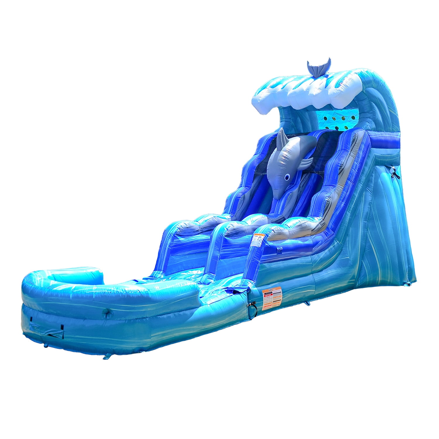 JumpOrange Outdoor Dolphins Commercial Grade Inflatable Slide with Blower Water Slide with Pool for Kids and Adults