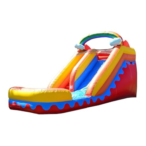 JumpOrange Outdoor Rainbow Commercial Grade Water Slide for Kids and Adults with Blower