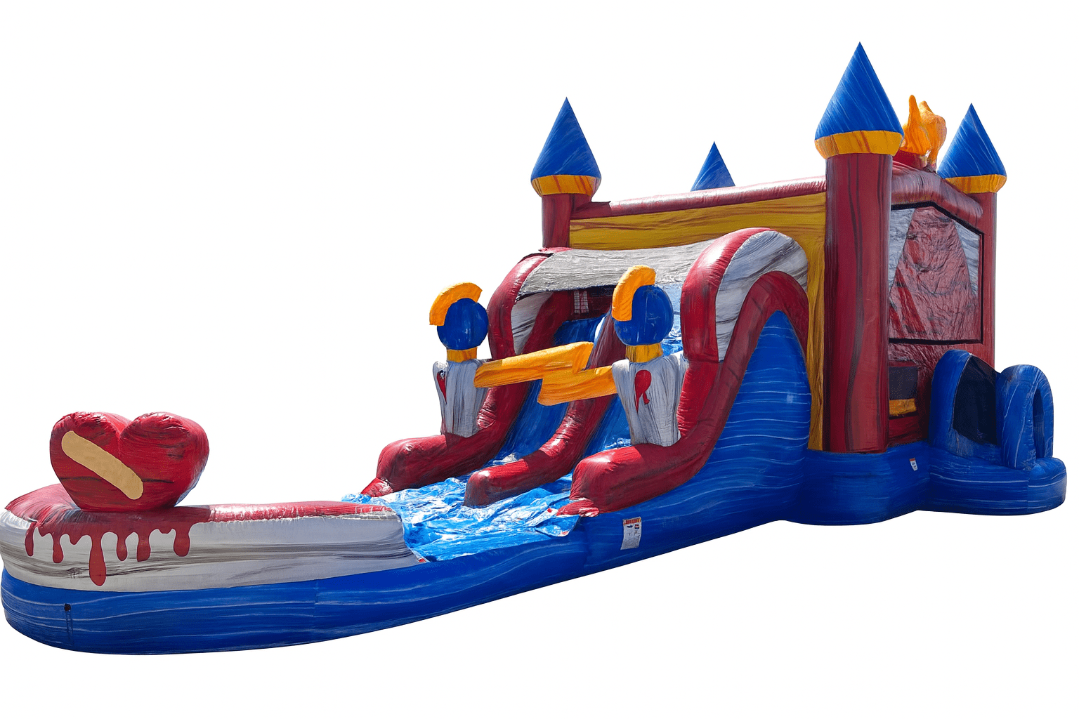 JumpOrange Queen Commercial Grade Double Lane Water Slide with Removable Pool for Kids and Adults (with Blower)