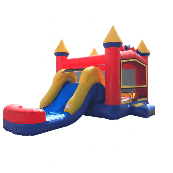 JumpOrange 13' X 26' Rainbow Bounce House with Water Slide Combo