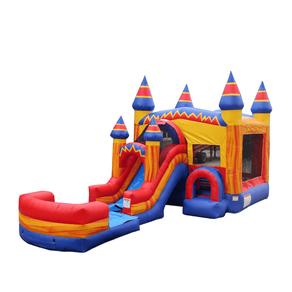JumpOrange Superhero 31' Commercial Bounce House Water Slide Combo with Pool (Blower Included)