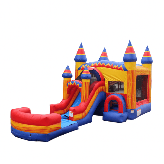 JumpOrange Superhero 31' Commercial Bounce House Water Slide Combo with Pool (Blower Included)