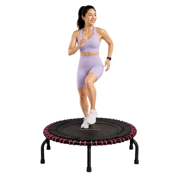JumpSport 250 Workout Rebounder for Adults, 39" Mini Fitness Trampoline, Black/Pink
