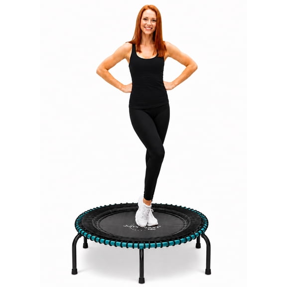 JumpSport 350 Pro Fitness 39" Cardio Workout Indoor Trampoline for Adults, Teal/Black
