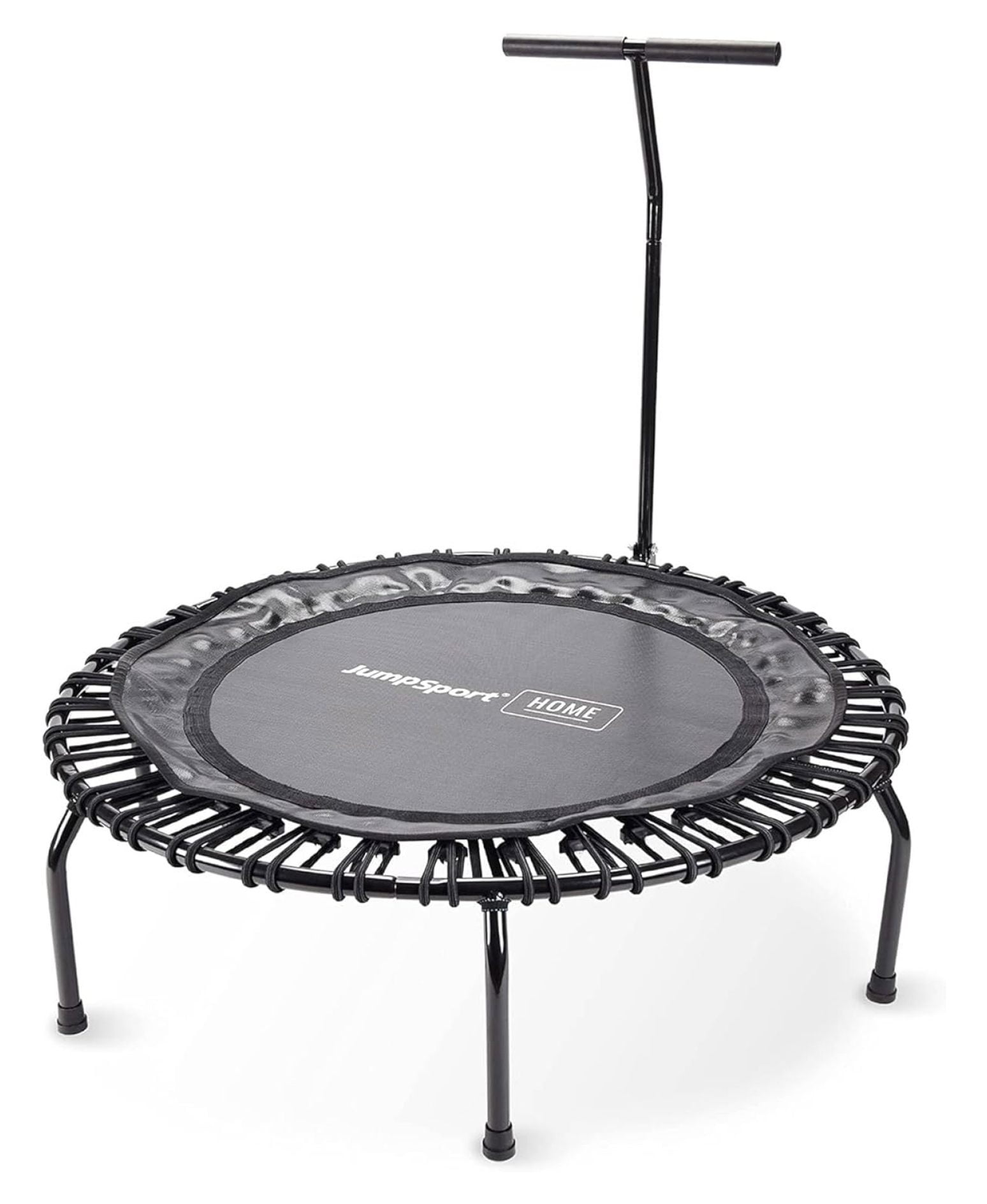 JumpSport Compact Round Lightweight 22 Pound Stable Home and Gym Fitness Indoor Mini Rebounder Trampoline for Adults, Black