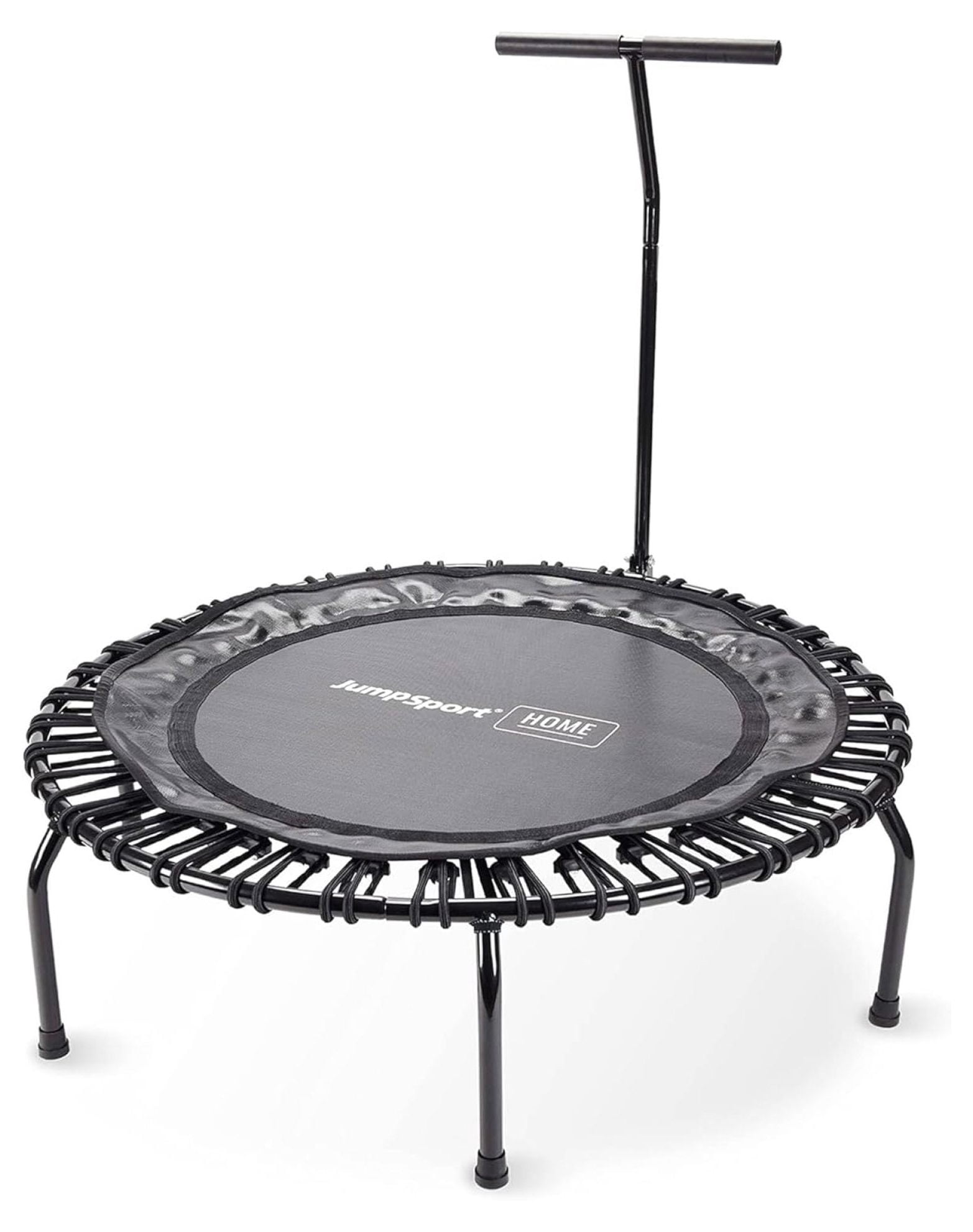 JumpSport Compact Round Lightweight 22 Pound Stable Home and Gym Fitness Indoor Mini Rebounder Trampoline for Adults, Black