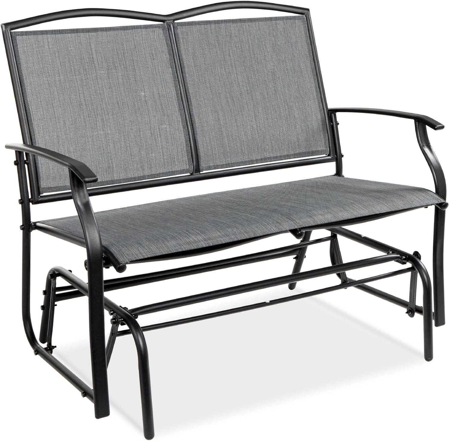 Bench Swing Rocker Jumpeak 2-Person Outdoor Patio Swing Glider Steel Bench Loveseat Rocker ...