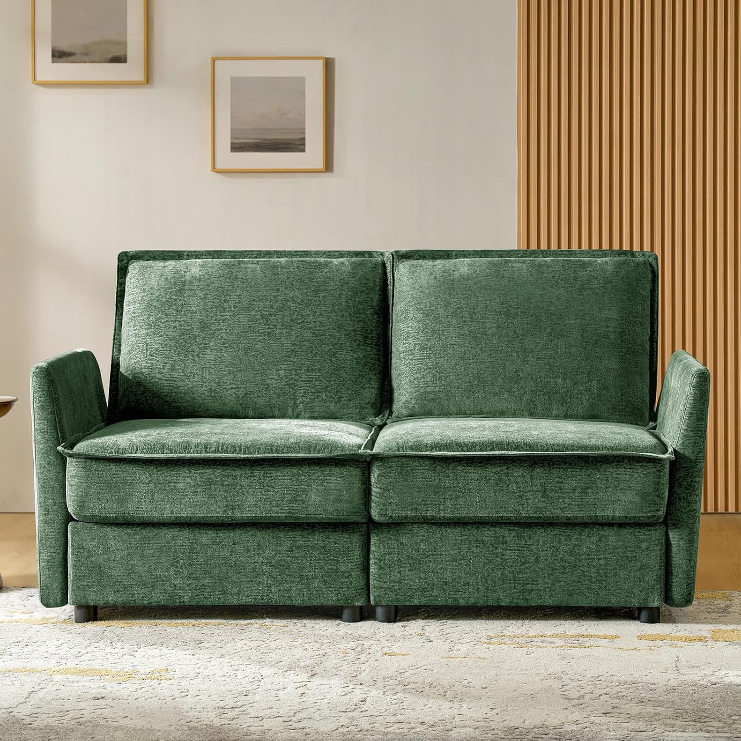 Jumpeak 67'' Modern Chenille Loveseat Sofa, 2 Seater Couch with Storage ...