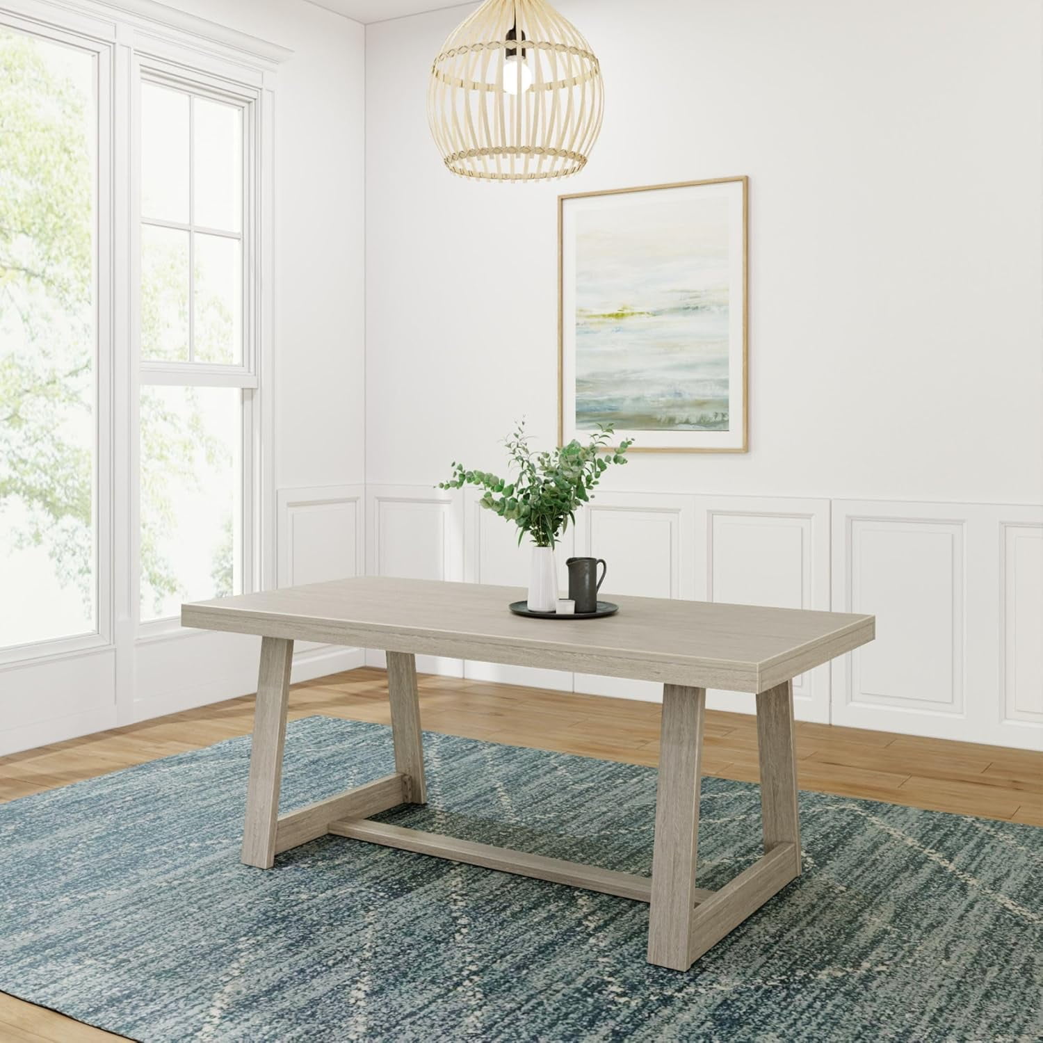 Jumpeak 72 Inch Farmhouse Dining Table, Solid Wood Rustic Kitchen Table ...