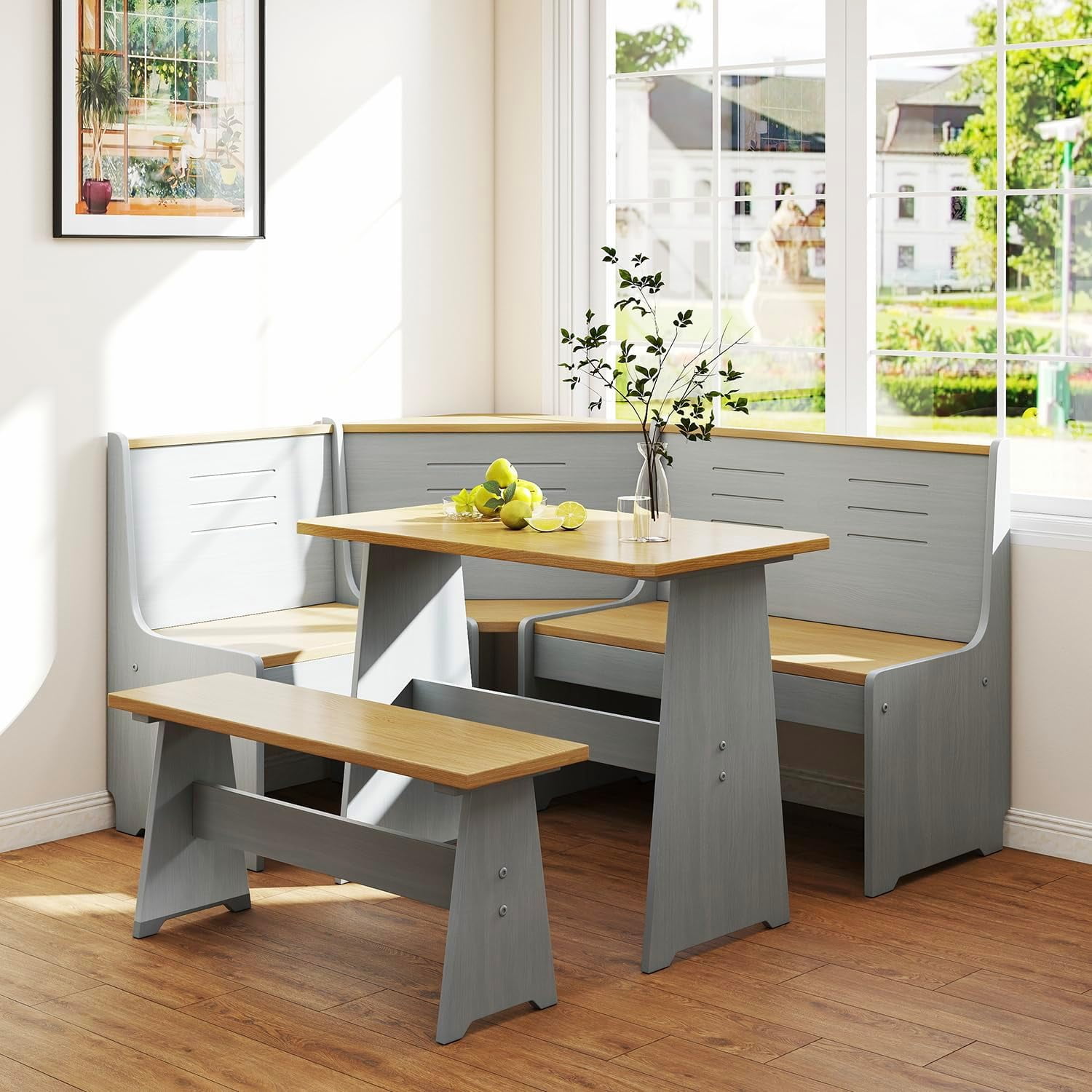 Jumpeak Breakfast Nook Corner Dining Table Kitchen Bench Chair Set ...