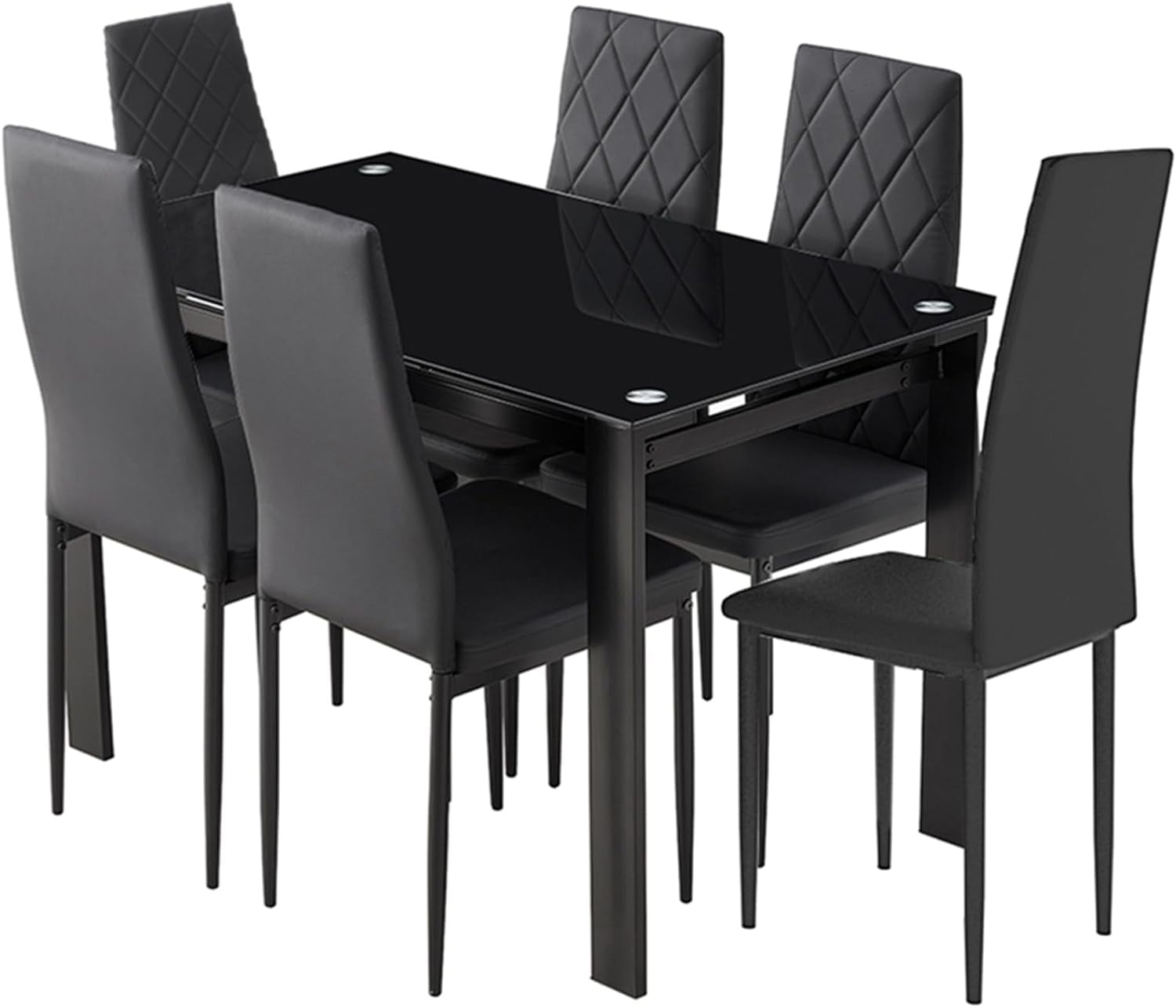 Jumpeak Dining Table Set for 6 with Chairs, Modern Glass Kitchen Table ...