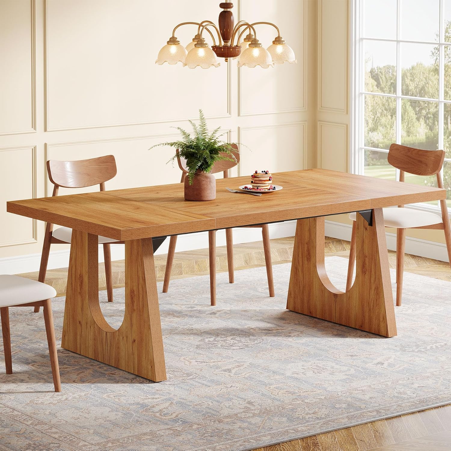 Jumpeak Large Dining Table for 6-8 People, 70.9-Inch Wood Rustic ...