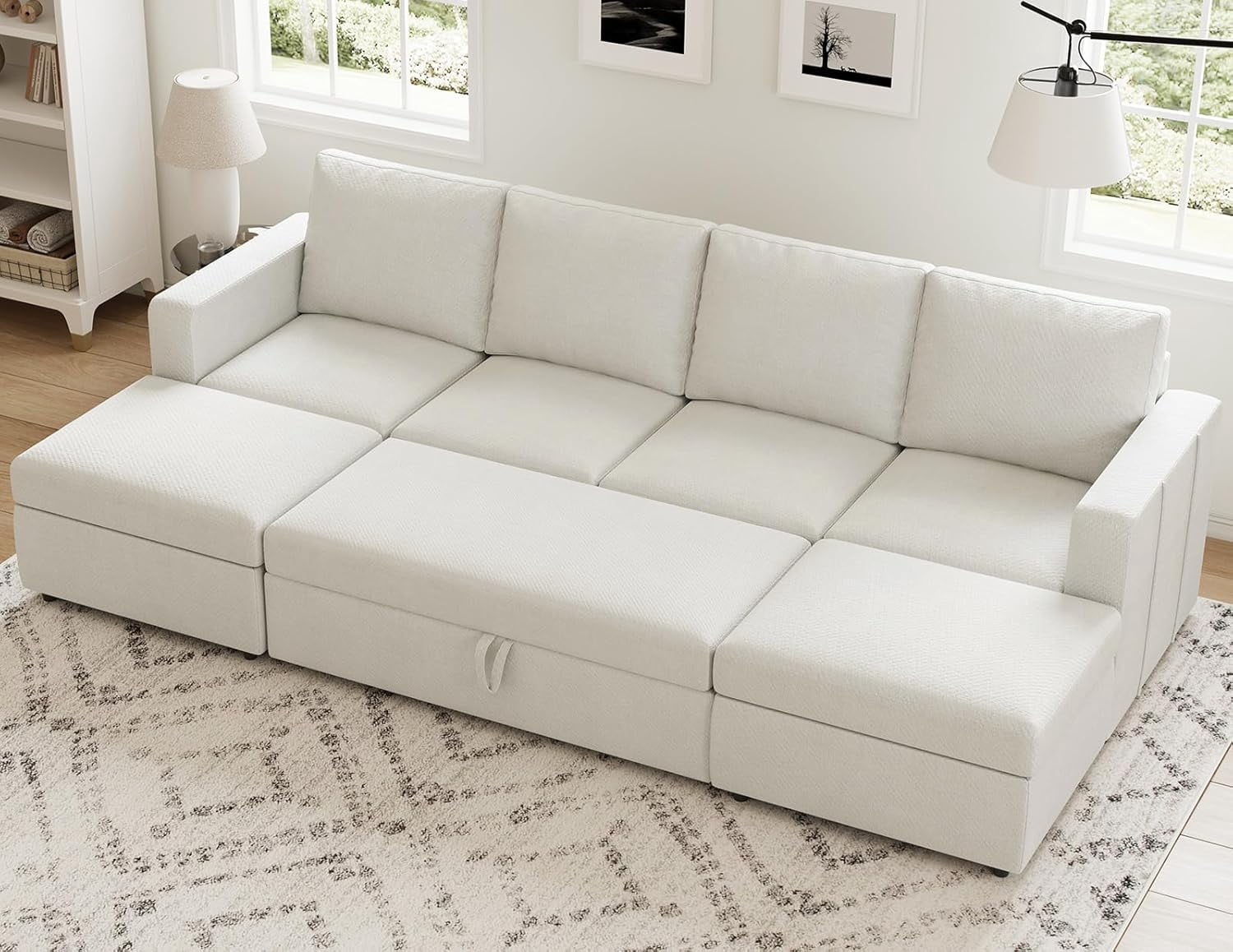Jumpeak Modular Sectional Sleeper Sofa Bed with Pull Out Couch, U ...