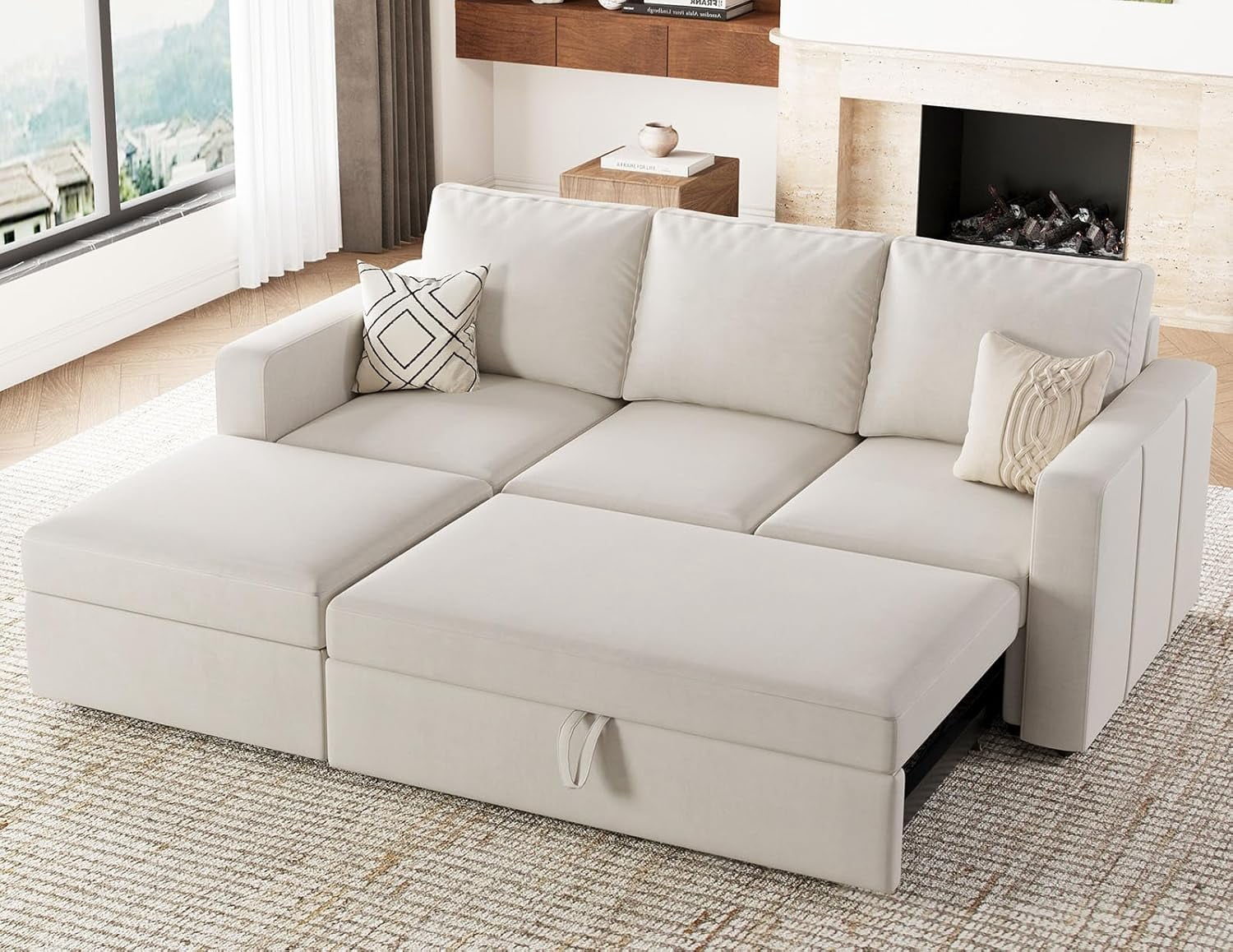 Jumpeak Modular Sectional Sleeper Sofa with Pull Out Couch, L Shaped ...