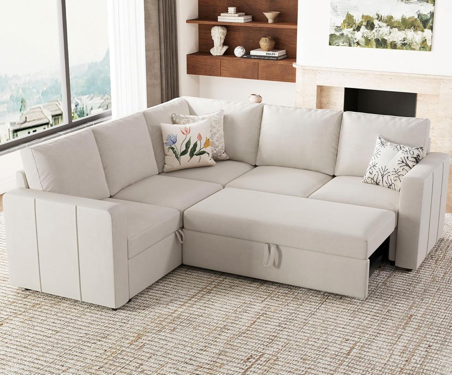 Jumpeak Modular Sectional Sleeper Sofa with Pull Out Couch, L Shaped ...