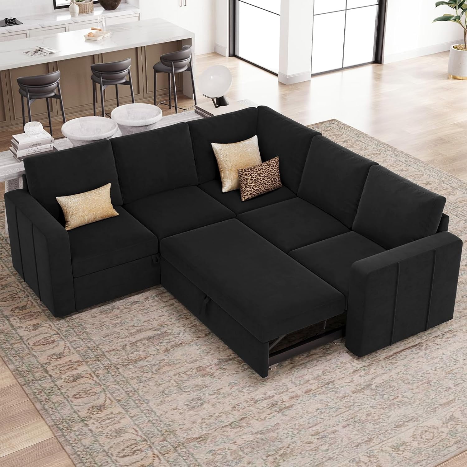 Jumpeak Modular Sectional Sleeper Sofa with Pull Out Couch, L Shaped
