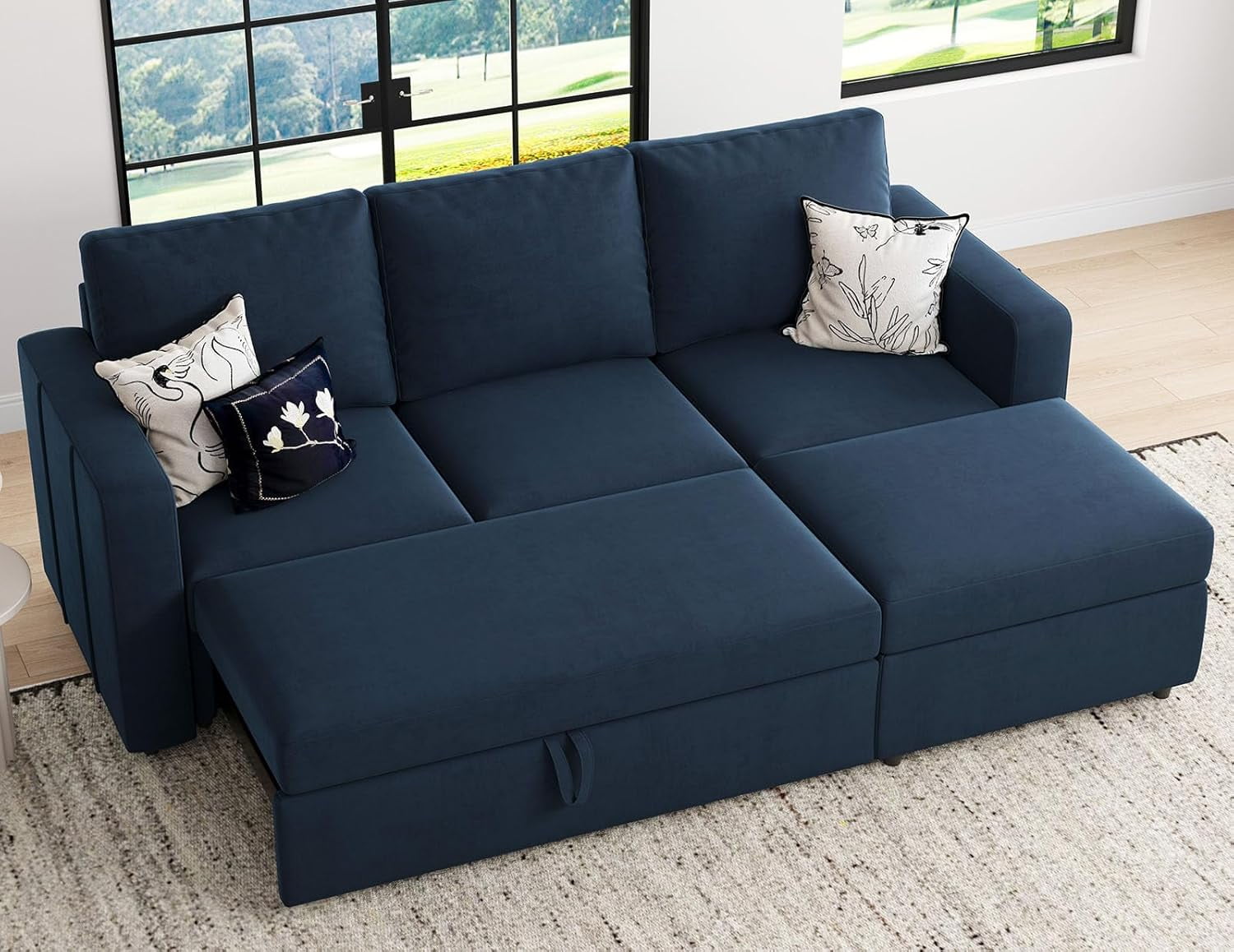 Jumpeak Modular Sectional Sleeper Sofa with Pull Out Couch, L Shaped ...
