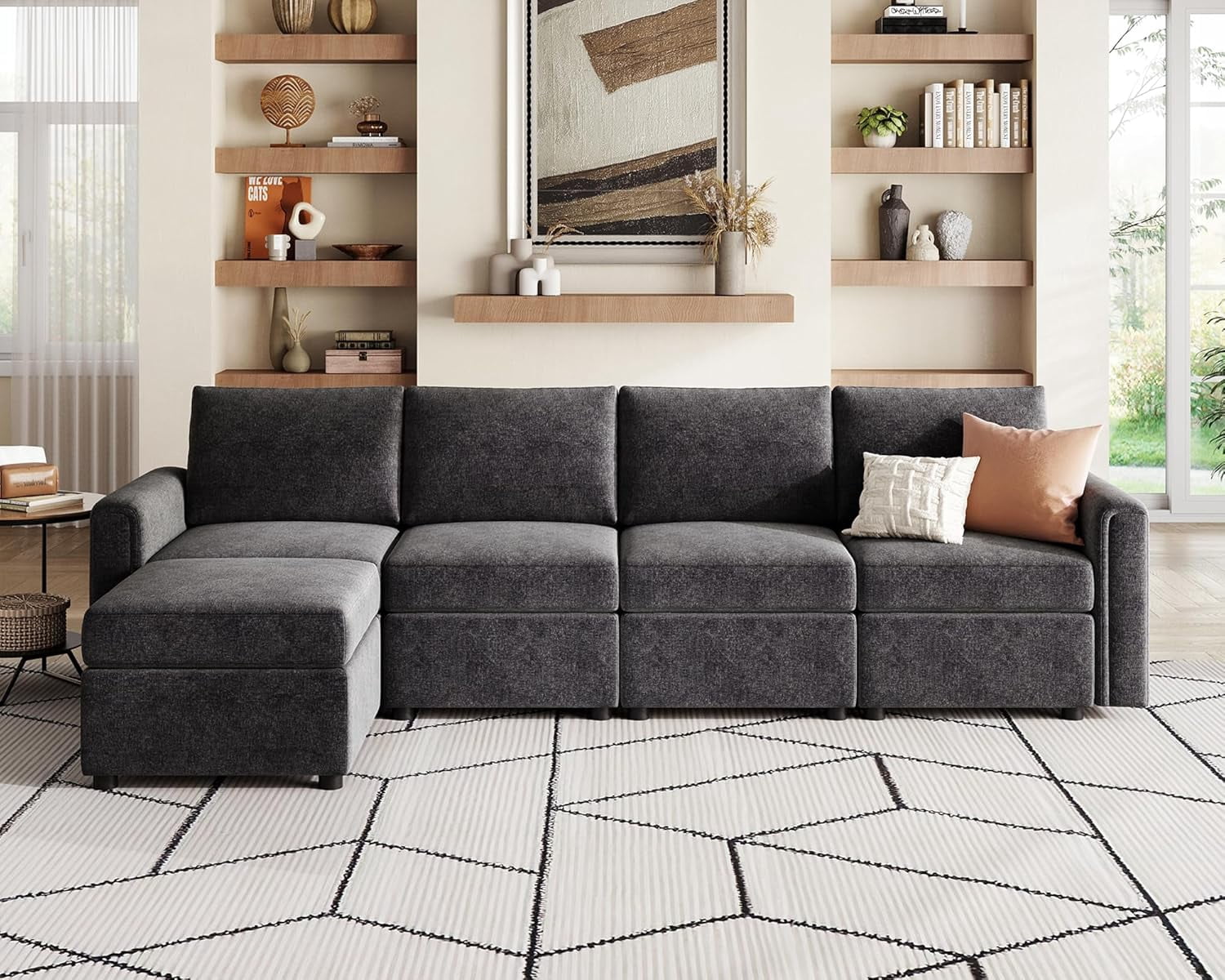 Jumpeak Modular Sectional Sofa, Convertible L Shaped Sofa Couch with ...