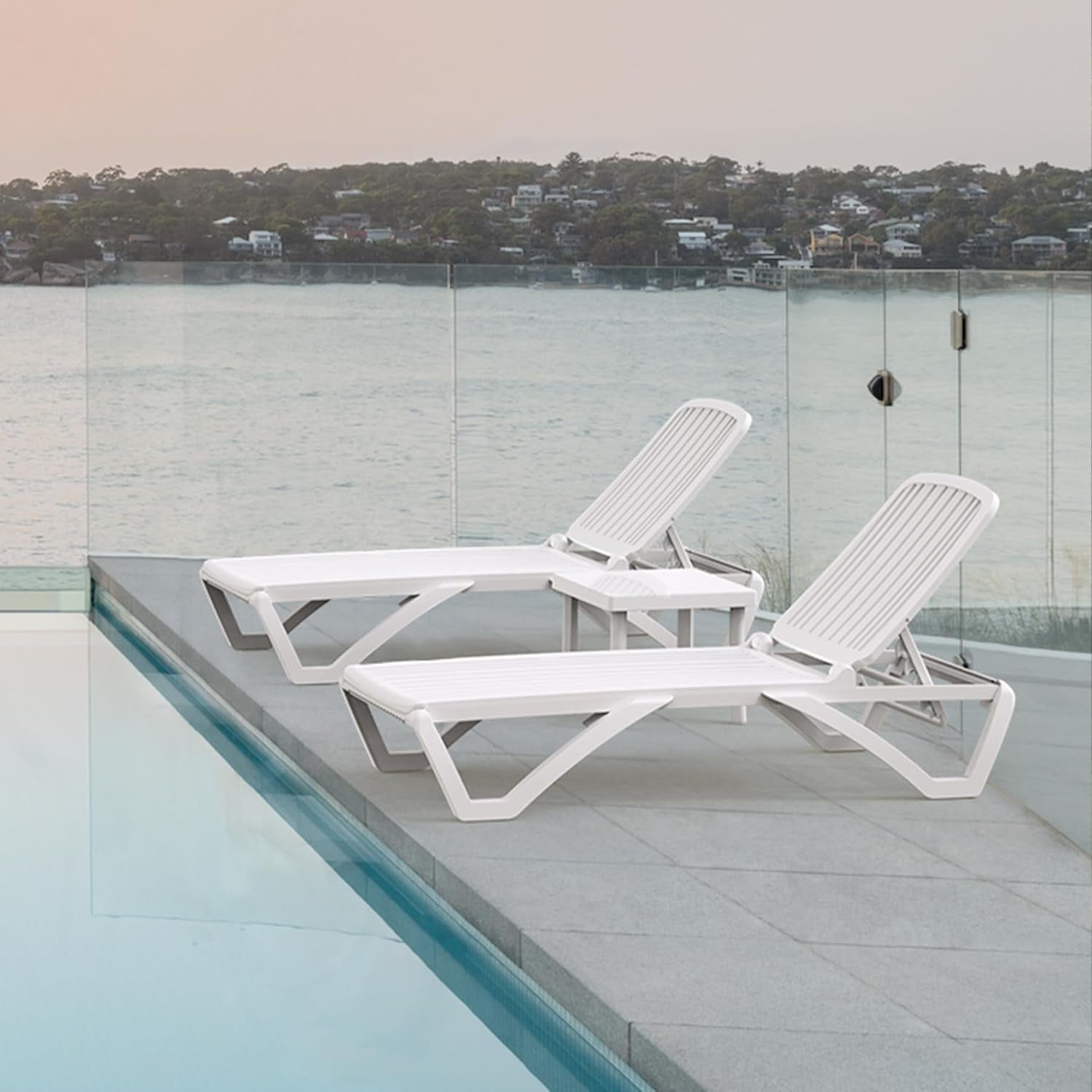 Jumpeak Outdoor Chaise Lounge Chairs Set of 2 with Side Table, Aluminum ...