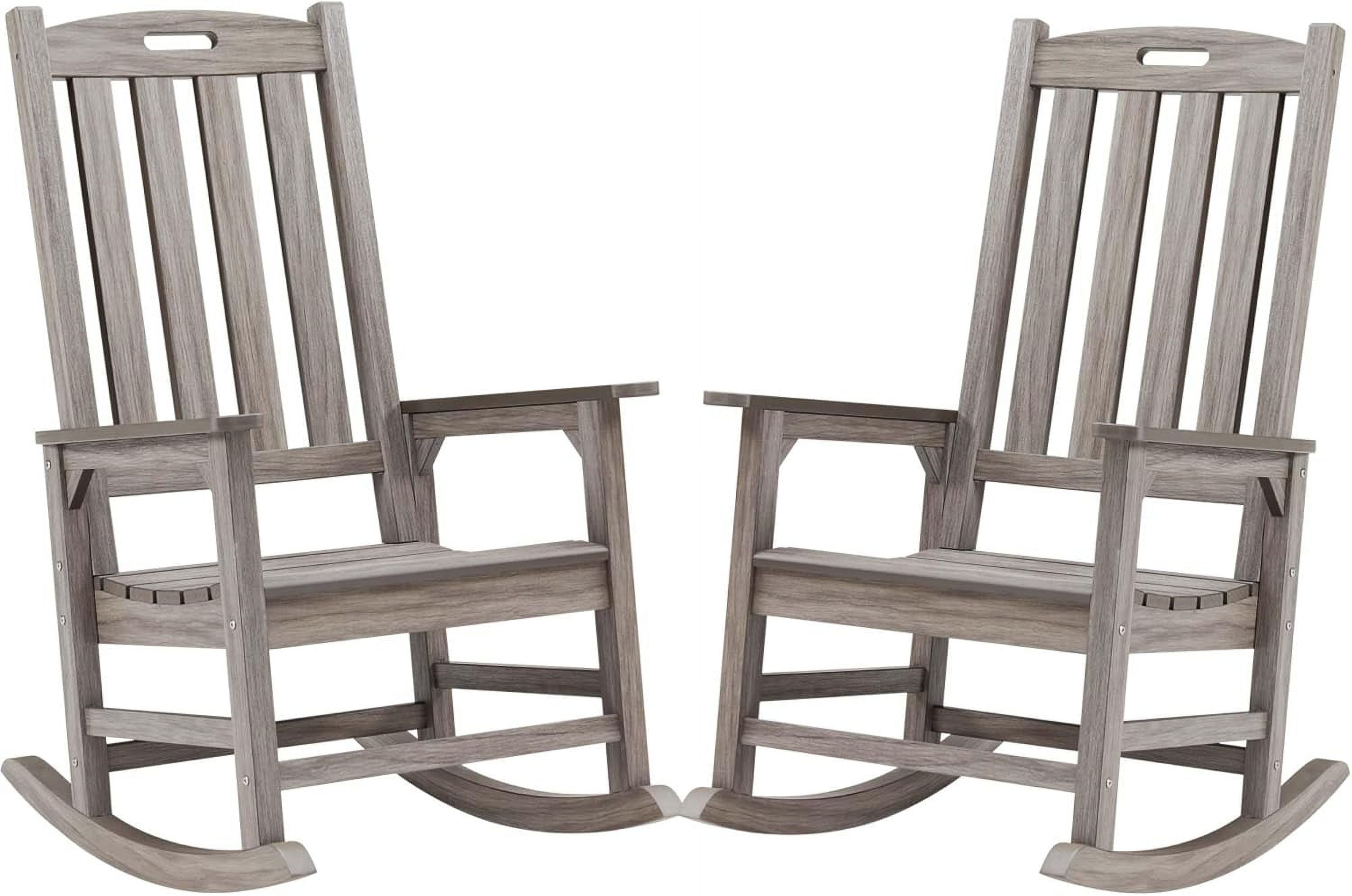 Jumpeak Outdoor Rocking Chair Set of 2, Poly Lumber Oversized Rocking ...