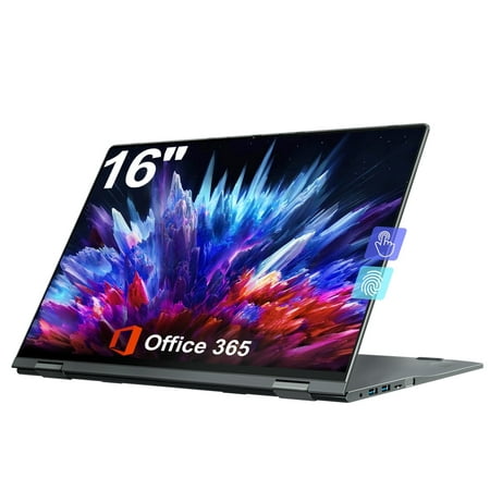 Jumper 16" Touchscreen Windows 11 Laptop with 16GB DDR4 1152GB Storage, 2 in 1 Convertible Computer, 4-Core Intler Celeron N5095, 360° Flip, 1yr Office 365 Free